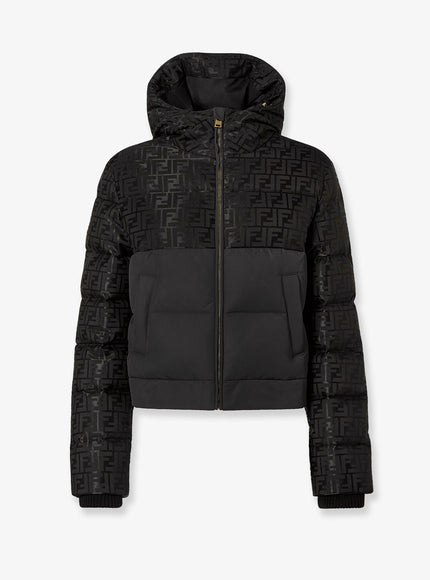 Fendi Down Jacket With Ff Jacquard Insert Black
