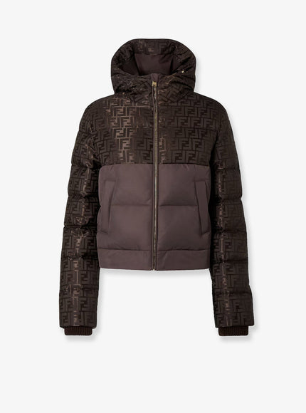 Fendi Down Jacket With Ff Jacquard Insert Dark Brown-25