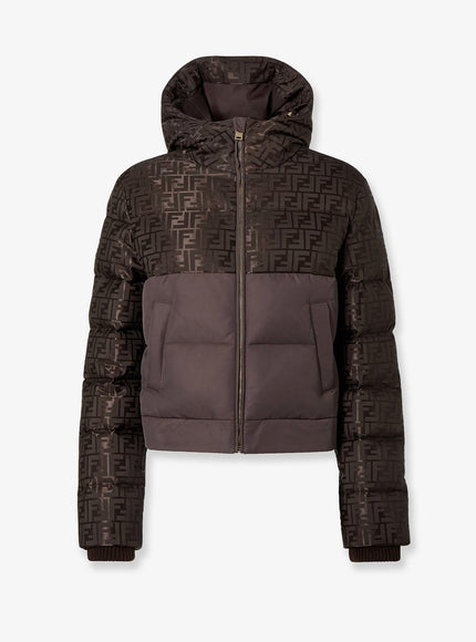 Fendi Down Jacket With Ff Jacquard Insert Dark Brown-25