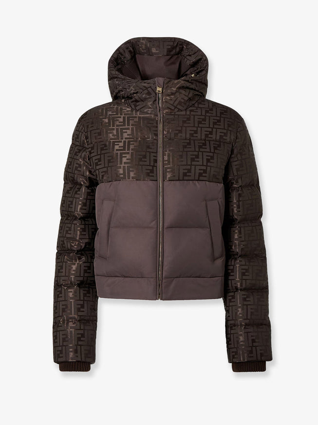 Fendi Down Jacket With Ff Jacquard Insert Dark Brown-25