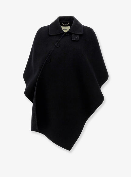 Fendi Ff Wool Cape Black Grey