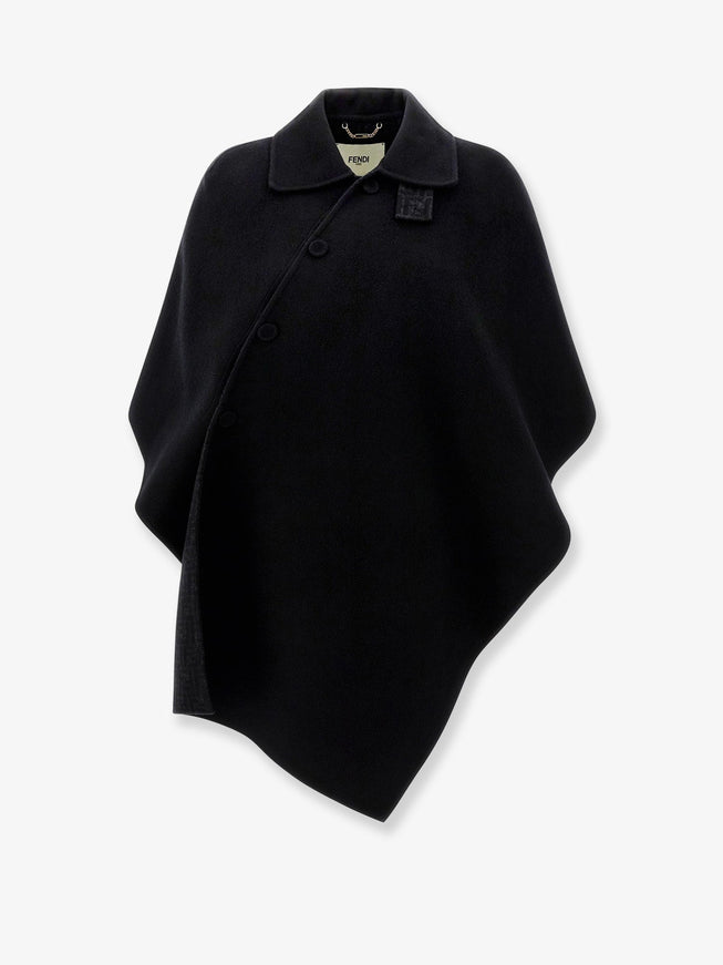 Fendi Ff Wool Cape Black Grey
