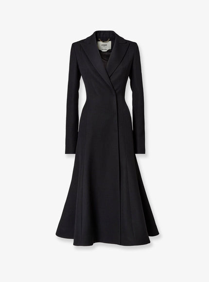 Fendi Grain De Poudre Overcoat Black