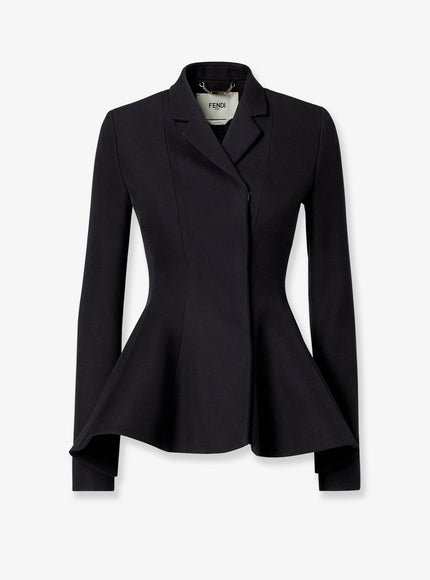 Fendi Grain De Poudre Wool Blazer Black