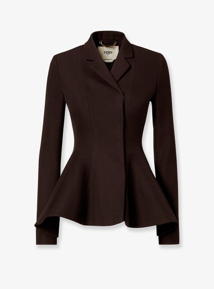 Fendi Grain De Poudre Wool Blazer Darkbrown
