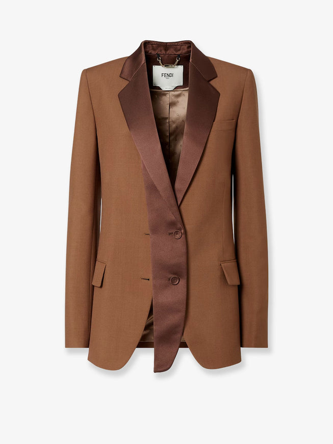 Fendi Wool And Mohair Blazer Tobacco