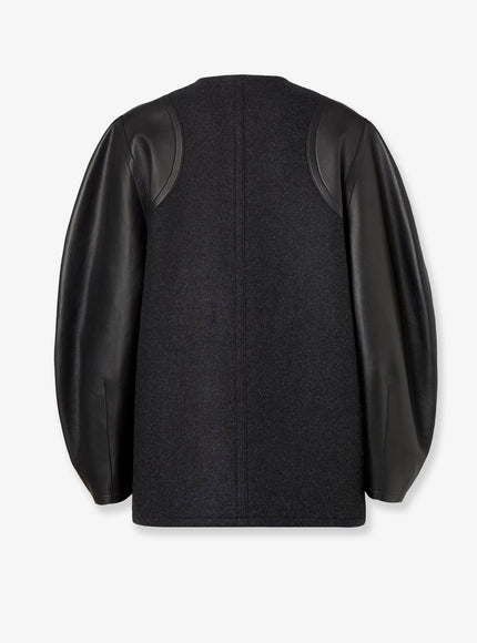 Fendi Virgin Wool Coat With Leather Sleeves