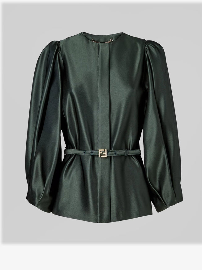 Fendi Silk Duchesse Blazer Forest-25