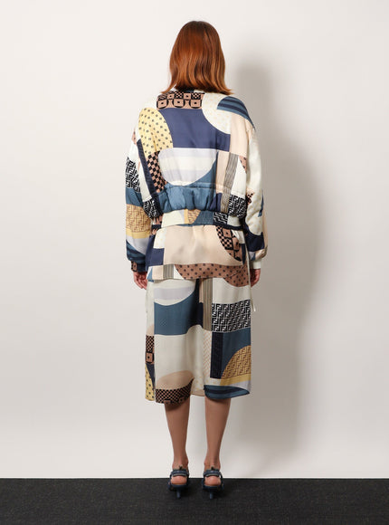 Fendi Reversible Patchwork Silk Bomber Jacket