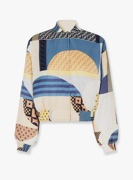 Fendi Reversible Patchwork Silk Bomber Jacket