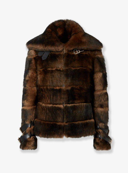 Fendi Brown Backed Sheepskin And Nappa Jacket 40 Ocra