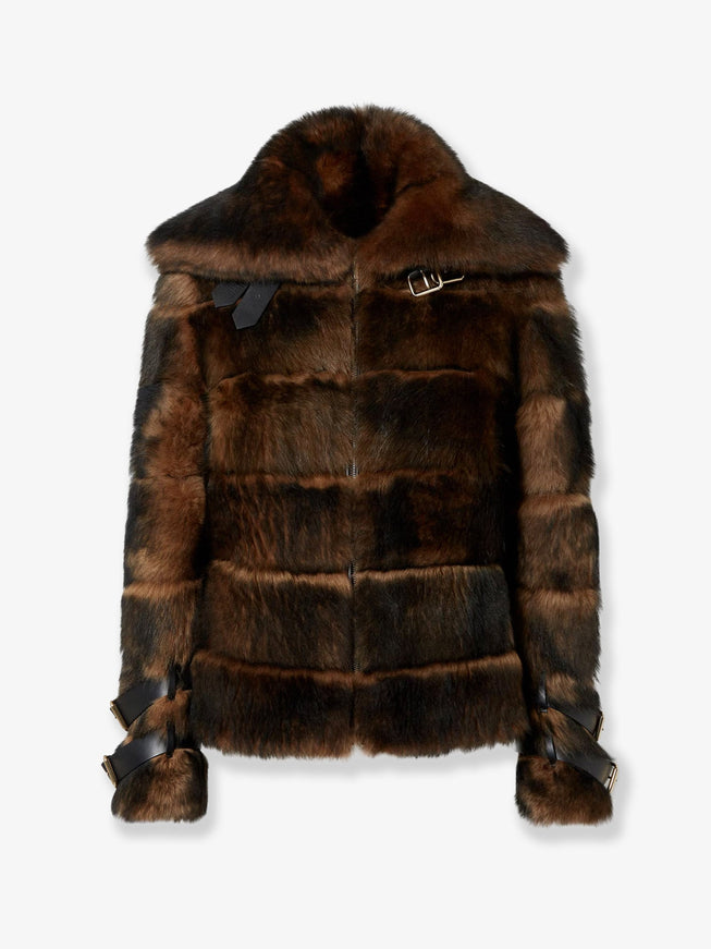 Fendi Brown Backed Sheepskin And Nappa Jacket 40 Ocra