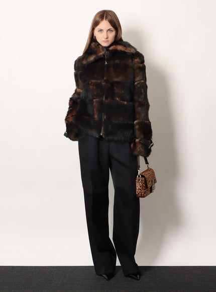 Fendi Brown Backed Sheepskin And Nappa Jacket