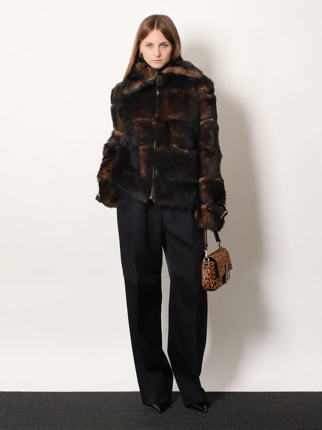 Fendi Brown Backed Sheepskin And Nappa Jacket