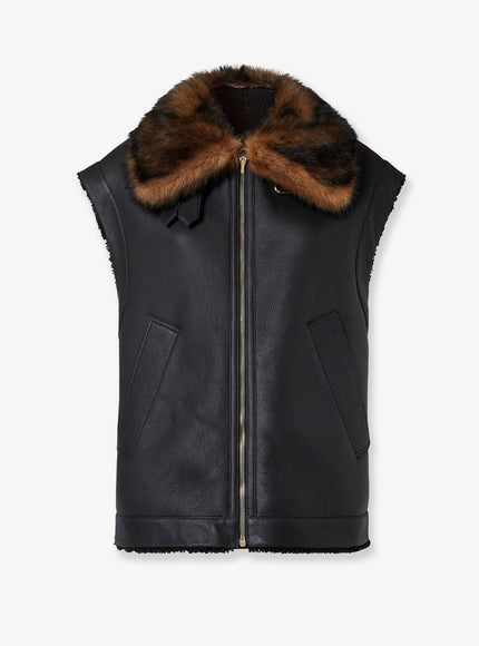 Fendi Sleeveless Sheepskin Jacket Black