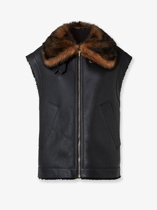 Fendi Sleeveless Sheepskin Jacket Black