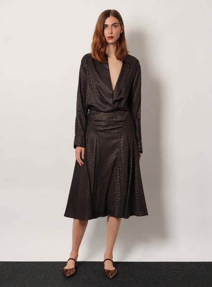 Fendi Midi Ff Jacquard Silk Skirt