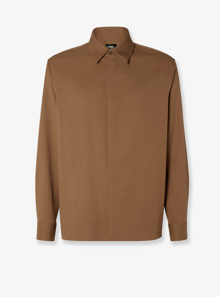 Fendi Wool Gabardine Shirt Tabacco