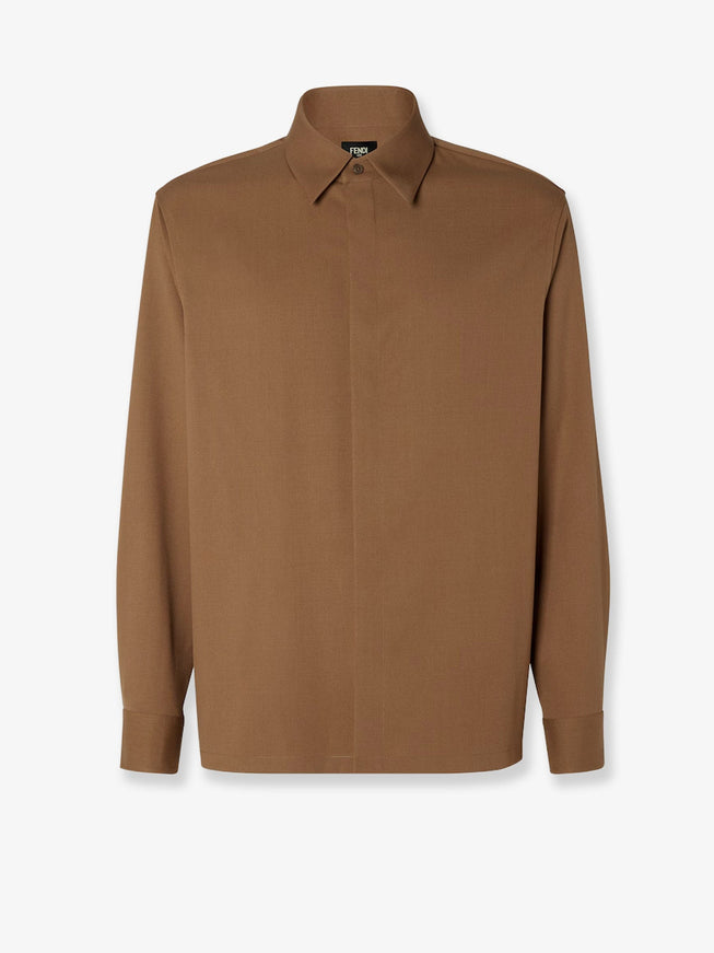 Fendi Wool Gabardine Shirt Tabacco