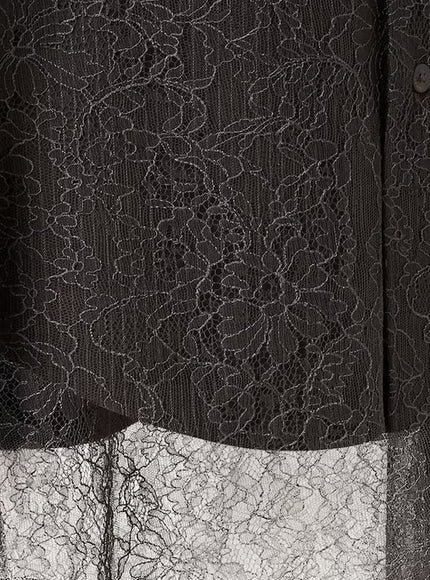 Fendi Pinstriped Wool Shirt With Lace Insert