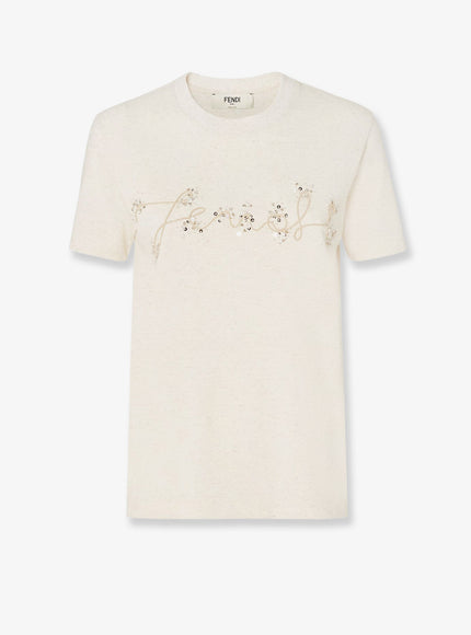 Fendi Cotton Blend T-Shirt Raffia-25