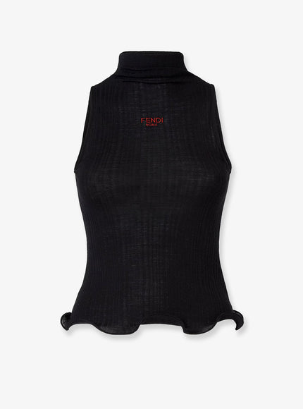 Fendi Ribbed Virgin Wool Top Black