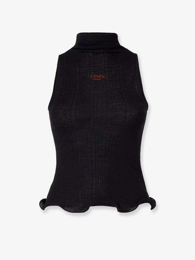 Fendi Ribbed Virgin Wool Top Black