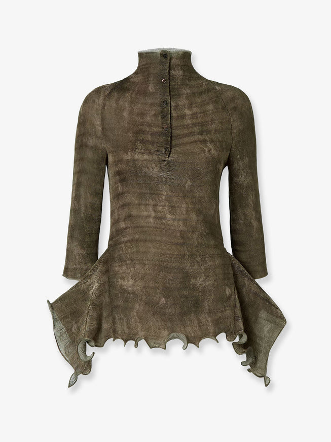 Fendi Pleated Shirt Olive