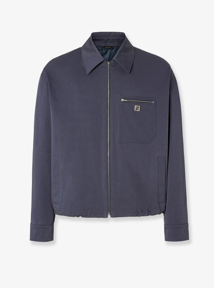 Fendi Cotton Jacket With Ff Detail Dark Blue