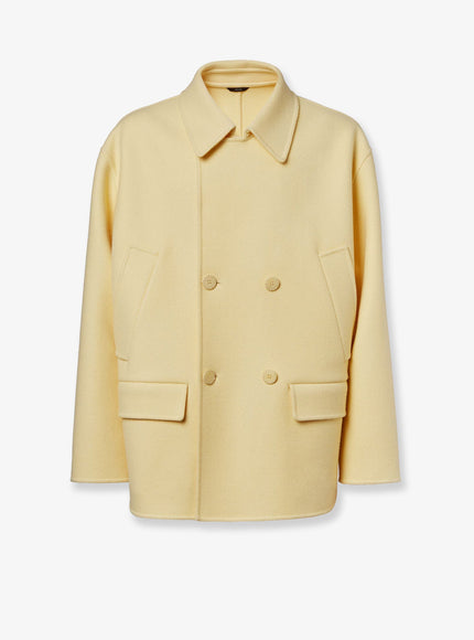 Fendi Double-Breasted Wool Coat Crema