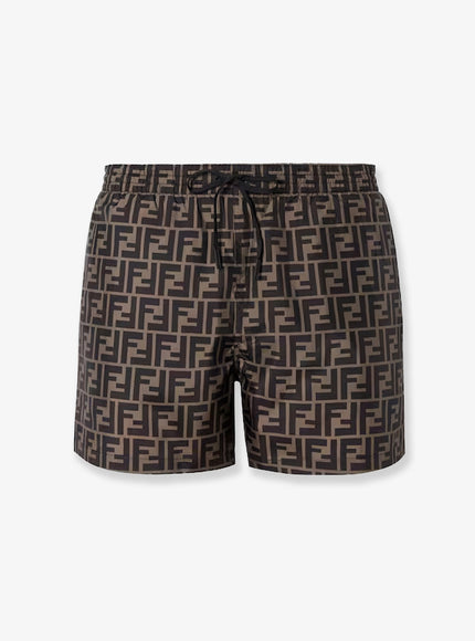 Fendi Ff Nylon Swim Trunks Tabacco Moro