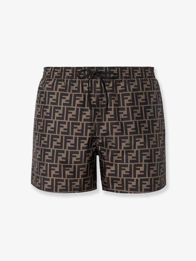 Fendi Ff Nylon Swim Trunks Tabacco Moro