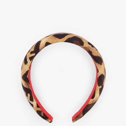 Fendi Silk Headband With Fendi Leo Print Uni Marrone