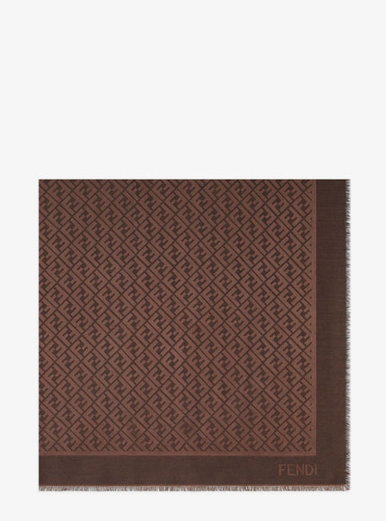 Fendi Ff Cotton And Wool Shawl Uni Cioccolato Fondente