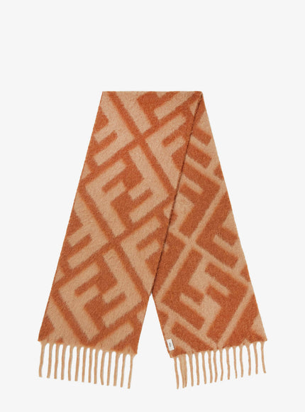 Fendi Alpaca And Wool Ff Scarf Uni Cammello+Brandy
