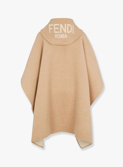 Fendi Wool And Cashmere Poncho With Leather Profiles