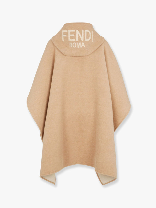 Fendi Wool And Cashmere Poncho With Leather Profiles