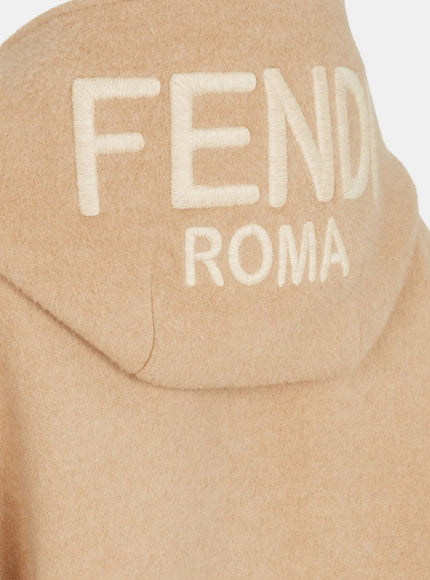 Fendi Wool And Cashmere Poncho With Leather Profiles