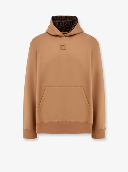 Fendi Cotton Hooded Sweatshirt Camel