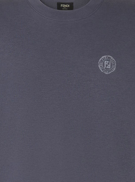 Fendi Cotton T-Shirt With Ff Embroidery