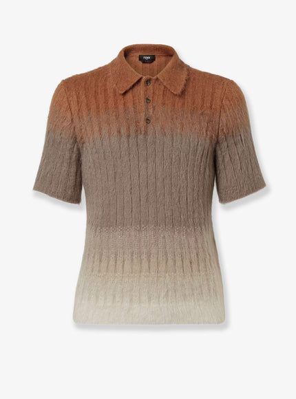 Fendi Dégradé Mohair And Wool Polo Shirt Smoke