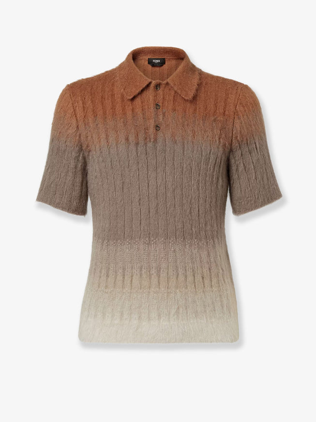 Fendi Dégradé Mohair And Wool Polo Shirt Smoke