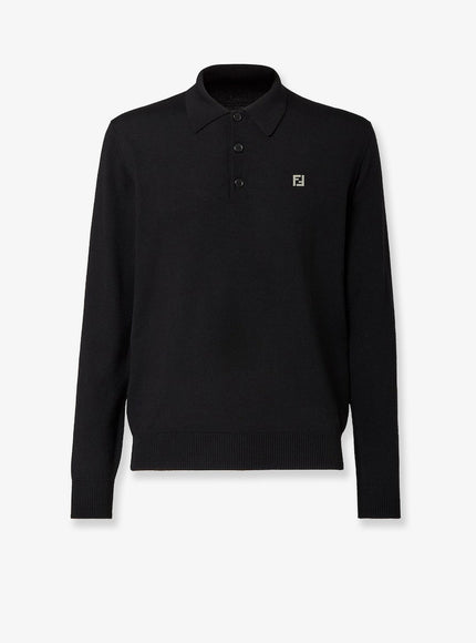 Fendi Virgin Wool Polo Shirt Nero