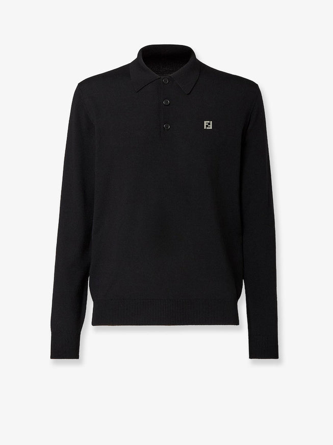 Fendi Virgin Wool Polo Shirt Nero