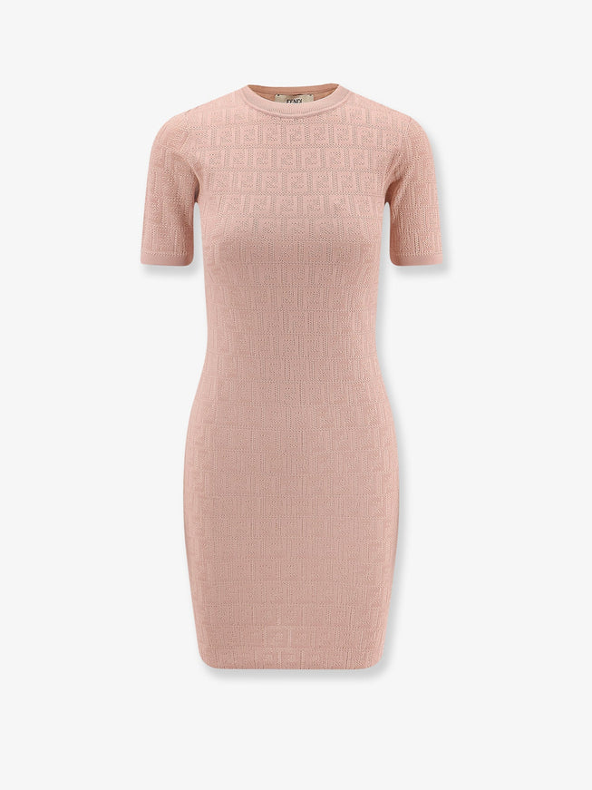 Fendi Ff Cotton And Viscose Dress Pink Salt-25