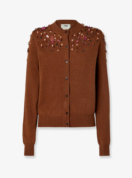 Fendi Wool And Cashmere Cardigan Rust-25