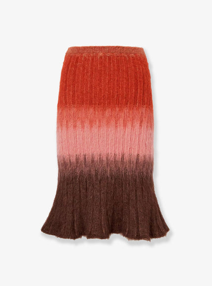 Fendi Dégradé Mohair And Wool Skirt Rust+Blush