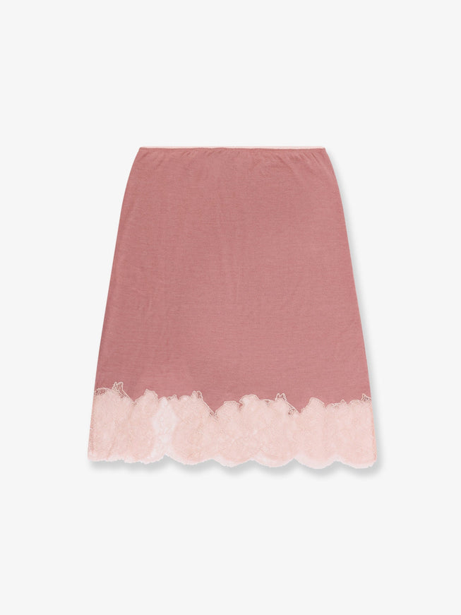 Fendi Cashmere And Silk Skirt With Lace Profiles