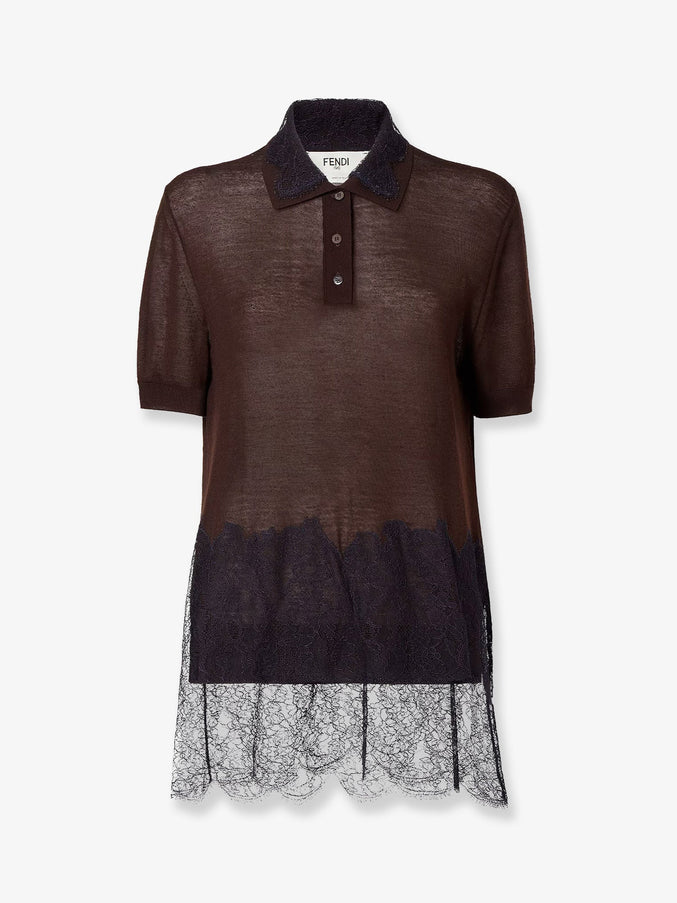 Fendi Lingerie Cashmere And Silk Polo Shirt Blush-25