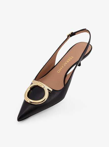 Ferragamo Sara Leather Décolleté With Gancini Detail
